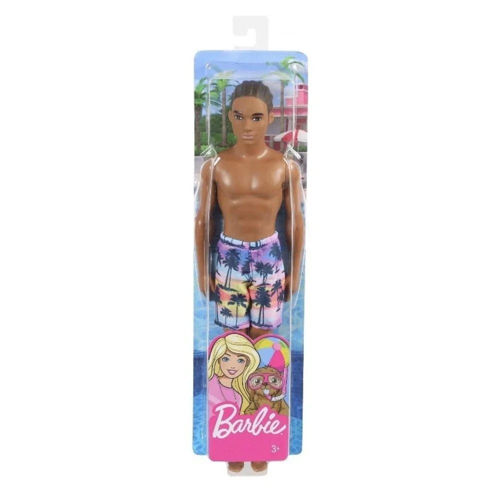 Barbie Ken Beach Doll Wearing Tropical Print Swimsuit New In Package Retro Cool